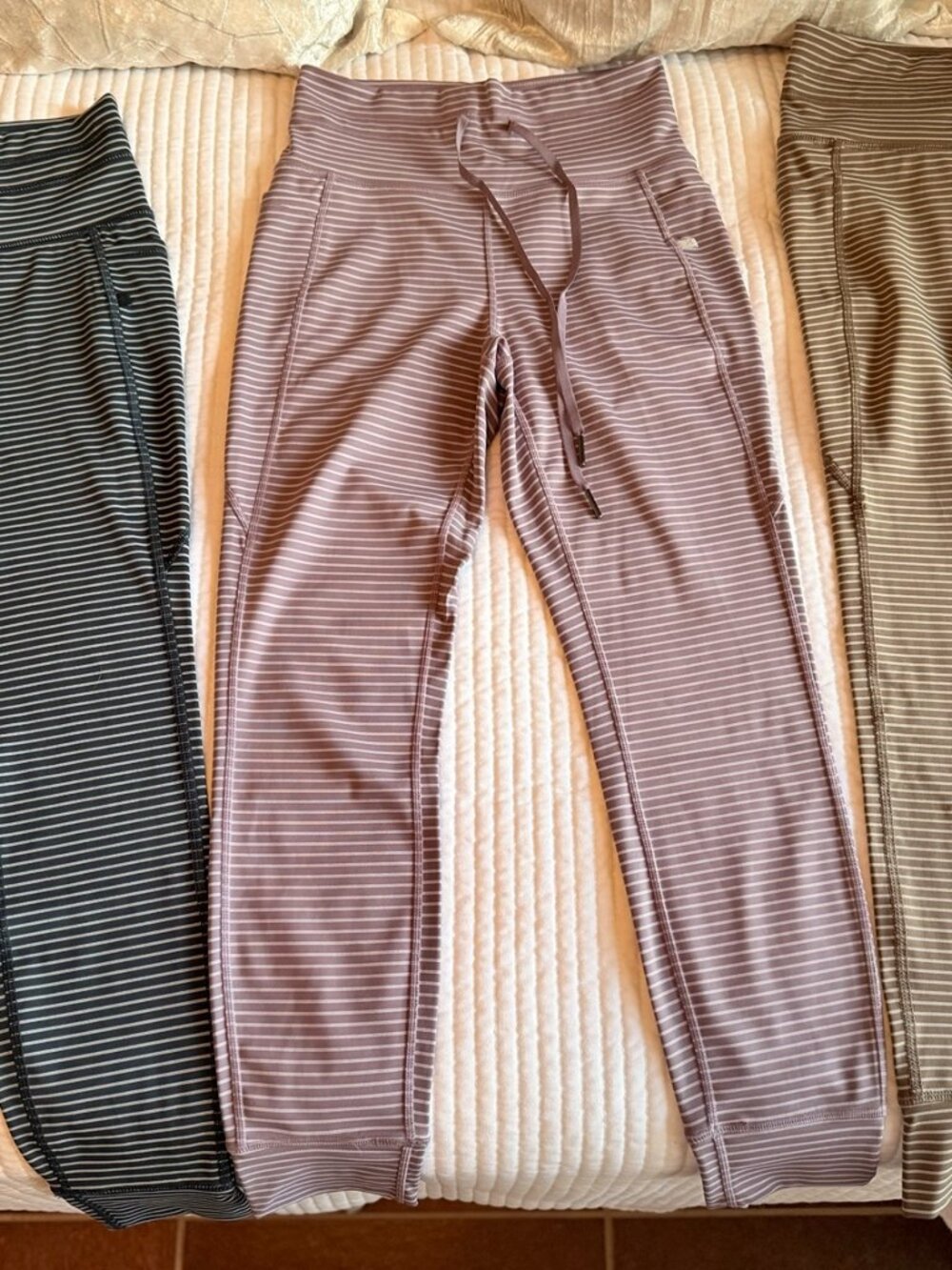 Halara 3-Pc Striped 7/8 Leggings Bundle High Waist Pockets Size S